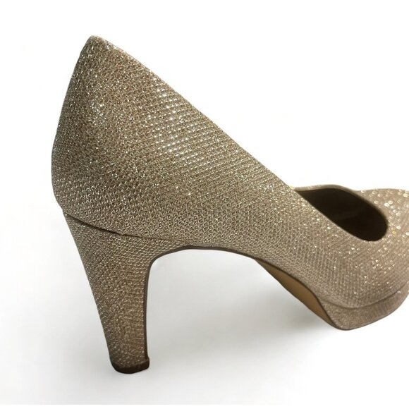 Aukis Women's Sparkly Gold High Heels - Size 9.5 - Picture 12 of 14
